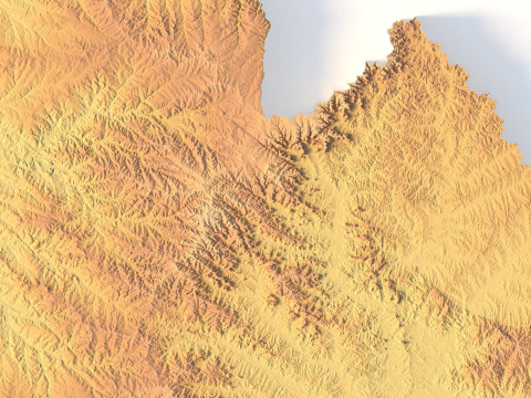 Mappa topografica dell'Uruguay per la stampa 3D di intaglio CNC Modello di stampa 3D