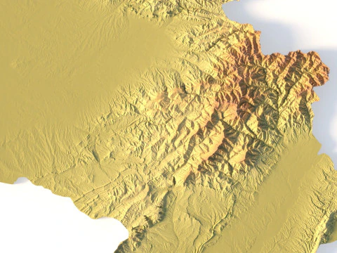 Uzbekistan Topographic Map for 3D Printing CNC Carving 3D Print Model
