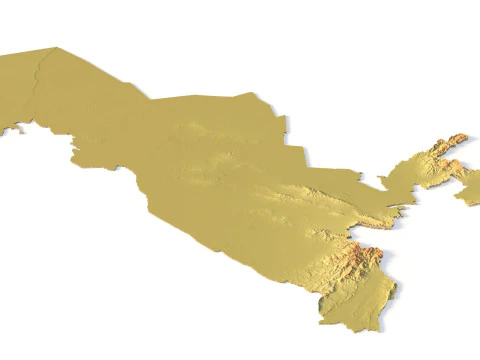 Uzbekistan Topographic Map for 3D Printing CNC Carving 3D Print Model