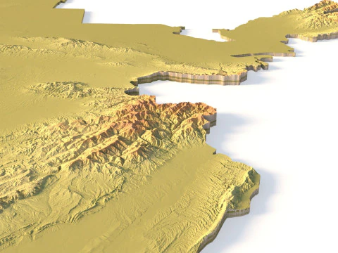 Uzbekistan Topographic Map for 3D Printing CNC Carving 3D Print Model