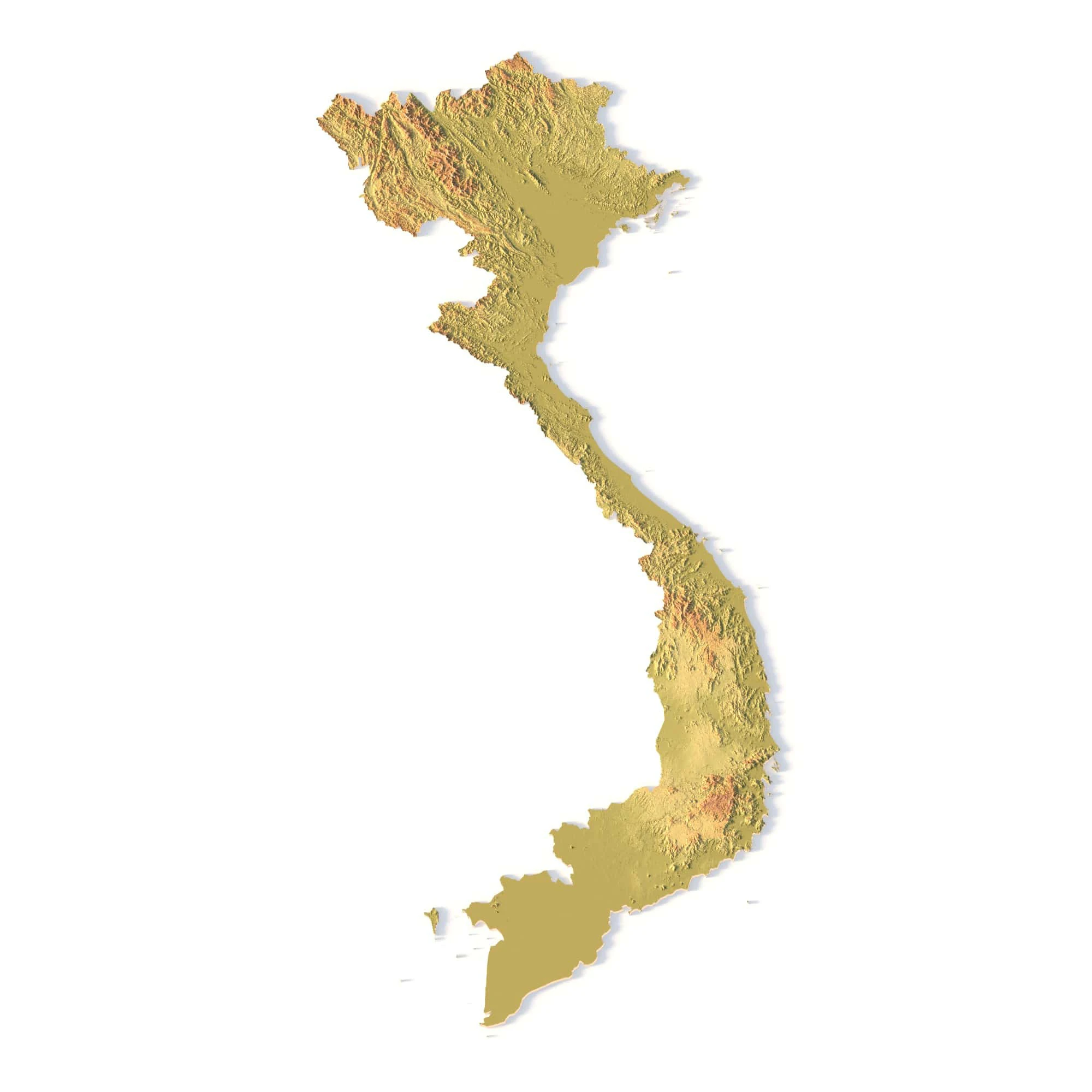 Vietnam Topographic Map for 3D Printing CNC Carving 3D Print Model .c4d .max .obj .3ds .fbx .stl .blend