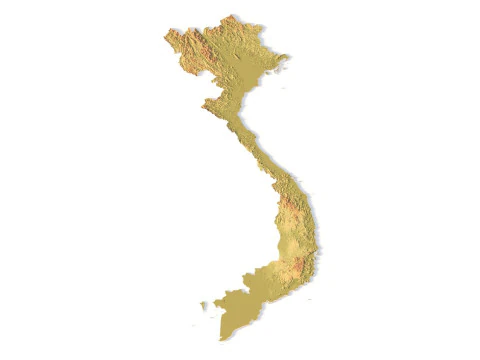 Vietnam Topographic Map for 3D Printing CNC Carving 3D Print Model