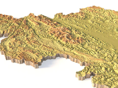 Vietnam Topographic Map for 3D Printing CNC Carving 3D Print Model