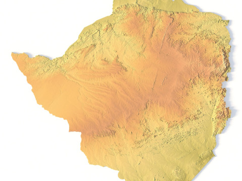 Mappa del terreno dello Zimbabwe per la stampa 3D di intaglio CNC Modello di stampa 3D