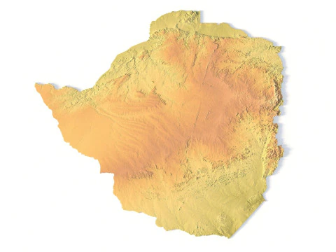 Zimbabwe Terrain Map for 3D Printing CNC Carving 3D Print Model