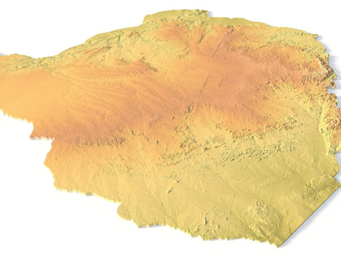 Zimbabwe Terrain Map for 3D Printing CNC Carving 3D Print Model