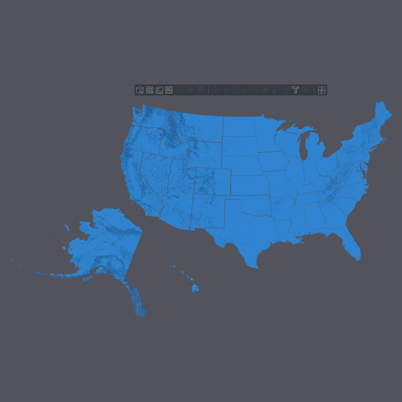 Komplette topografische Karte der USA 50 Staaten f&uuml;r 3D-Druck, CNC-Schnitzerei 3D Druckmodell .c4d .max .obj .3ds .fbx .stl .blend 