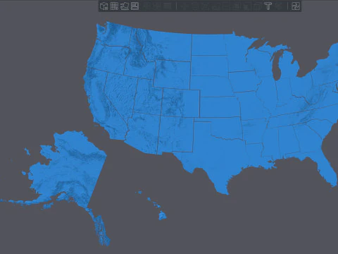 Komplette topografische Karte der USA 50 Staaten f&uuml;r 3D-Druck, CNC-Schnitzerei 3D Druckmodell