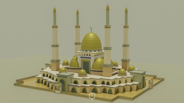 Mosque gold 3D Model .c4d .max .obj .3ds .fbx .stl .blend 