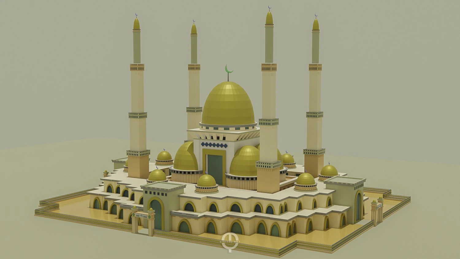 Mosque gold 3D Model .c4d .max .obj .3ds .fbx .stl .blend 
