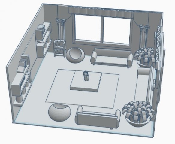 Living Room Model Cartoon 3D 모델 .c4d .max .obj .3ds .fbx .stl .blend 