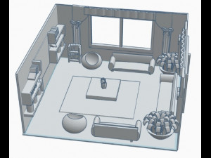 Living Room Model Cartoon 3D Модель