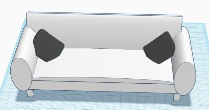 White Sofa Cartoon 3D Model .c4d .max .obj .3ds .fbx .stl .blend