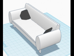 White Sofa Cartoon 3D मॉडल