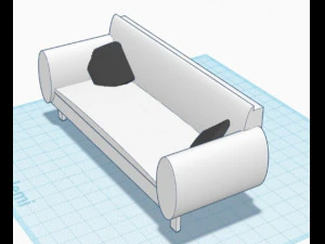 White Sofa Cartoon 3D Model