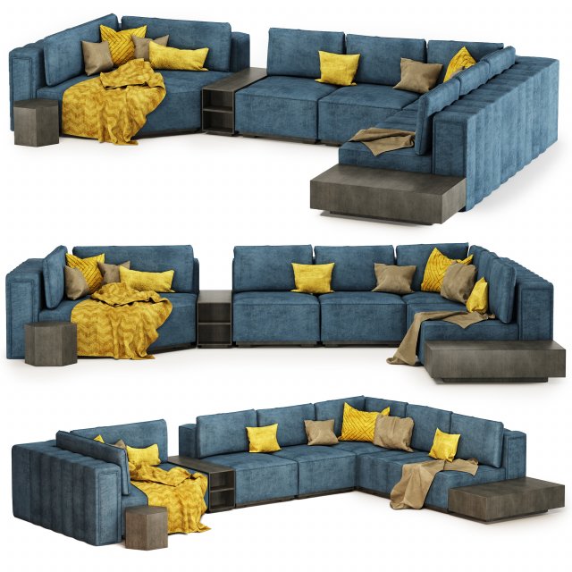 Sofa L shape large size 001 3D Model .c4d .max .obj .3ds .fbx .stl .blend 