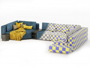 Sofa L shape large size 001 3D Model