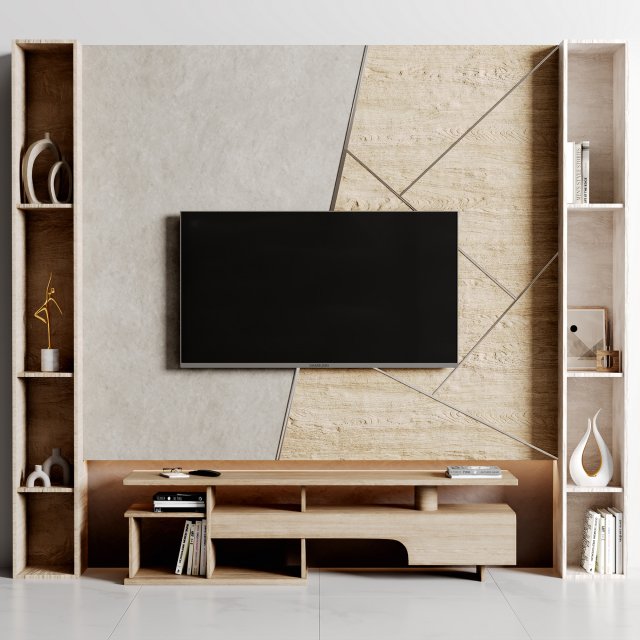 TV wall 001 3D Модель .c4d .max .obj .3ds .fbx .stl .blend 