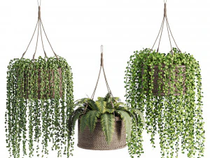 Vaso de vime para planta suspensa01 Modelo 3D