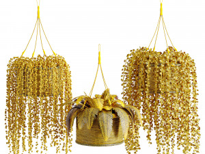 Hanging plant wicker pot01 3Dモデル
