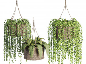 Hanging plant wicker pot01 3Dモデル