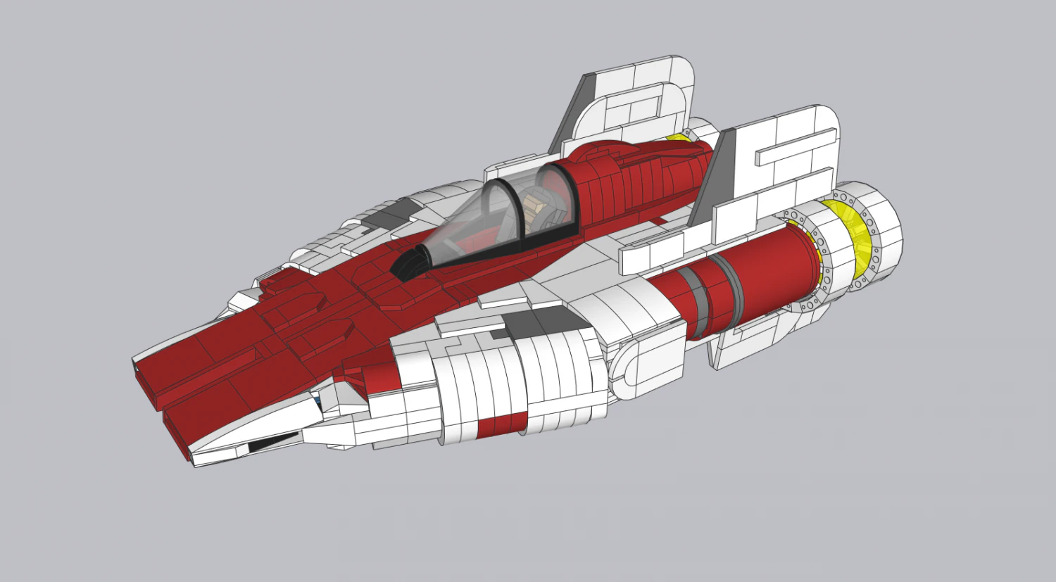 Lego A-Wing UCS 3D Model .c4d .max .obj .3ds .fbx .stl .blend 
