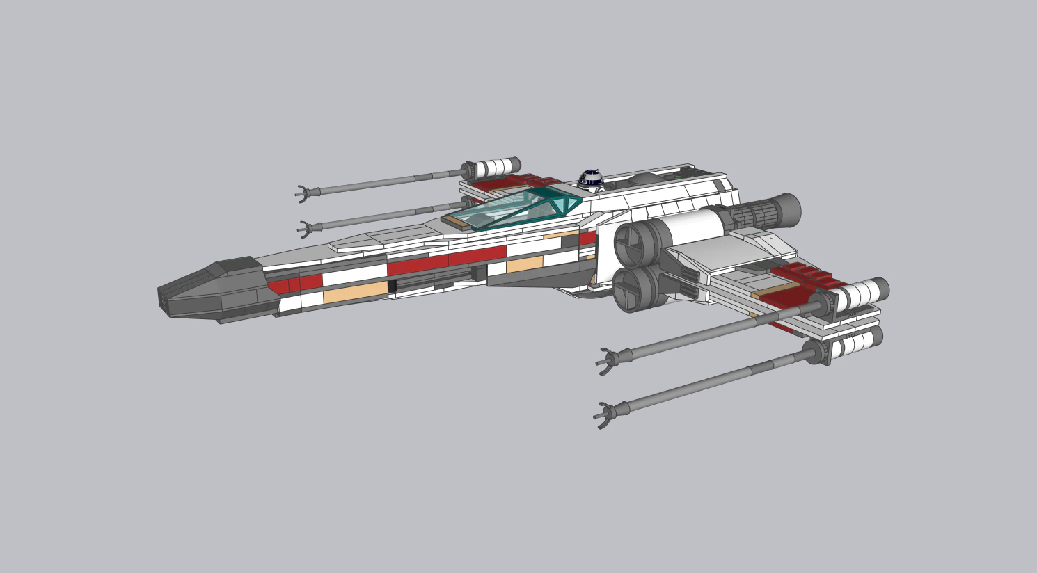 Lego X-Wing UCS 3D Model .c4d .max .obj .3ds .fbx .stl .blend 