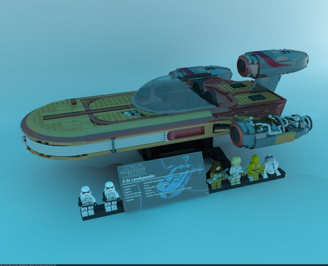 Lego Luke Speeder UCS Model 3D .c4d .max .obj .3ds .fbx .stl .blend 