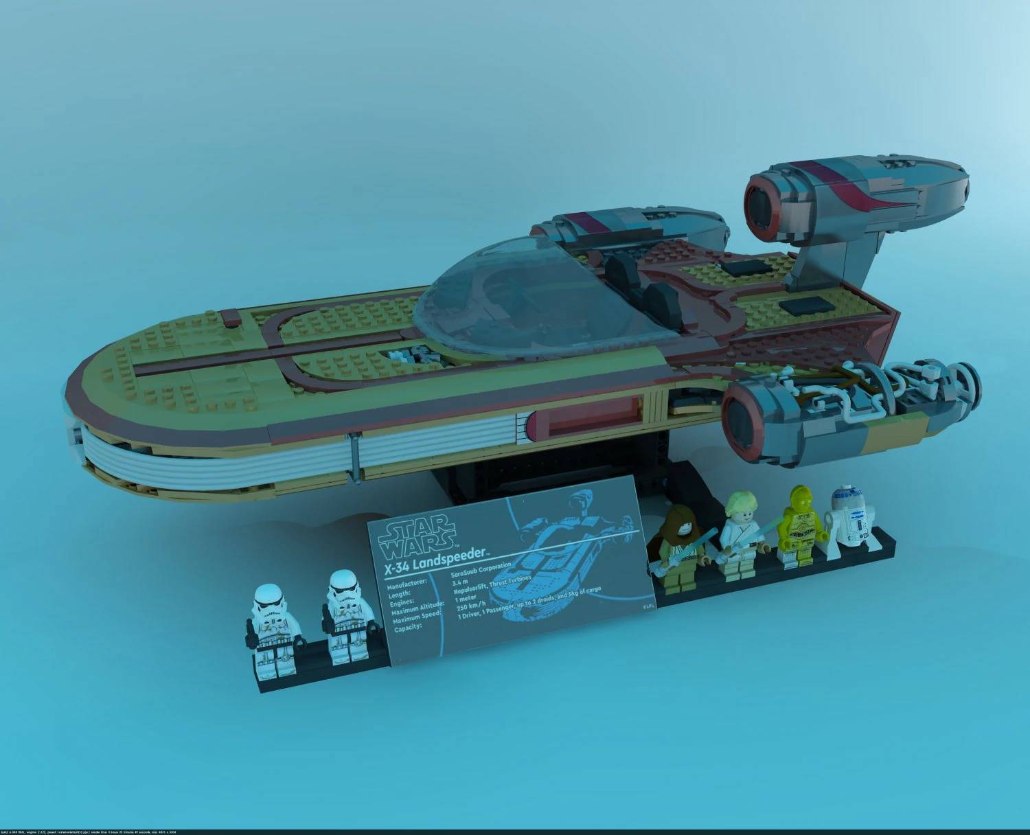 Lego Luke Speeder UCS 3D Model .c4d .max .obj .3ds .fbx .stl .blend 
