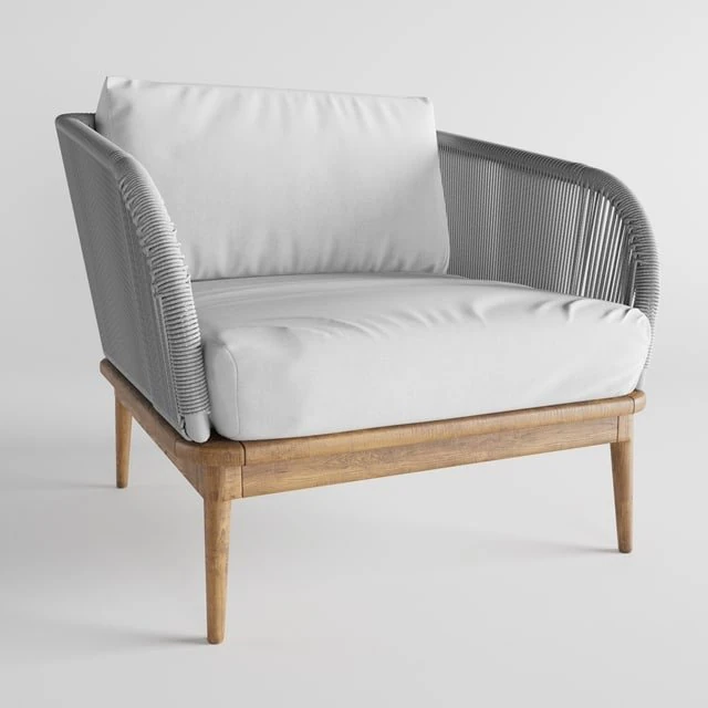 Corded Weave Outdoor Lounge Chair West 3D Model .c4d .max .obj .3ds .fbx .stl .blend