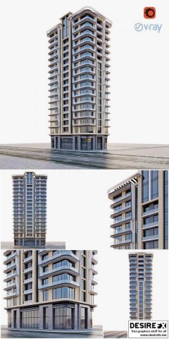Modern residential building 3D Модель .c4d .max .obj .3ds .fbx .stl .blend 