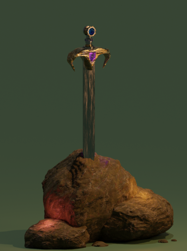 A sword in stone Tekstur CG .c4d .max .obj .3ds .fbx .stl .blend 