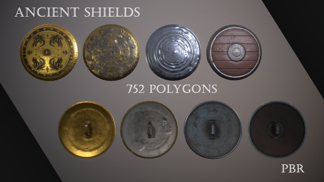 Ancient Shields 3D मॉडल .c4d .max .obj .3ds .fbx .stl .blend 