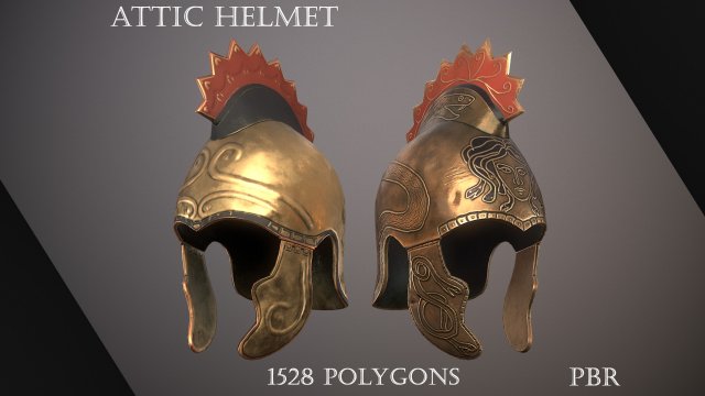 Attic Helmet 3D Model .c4d .max .obj .3ds .fbx .stl .blend 