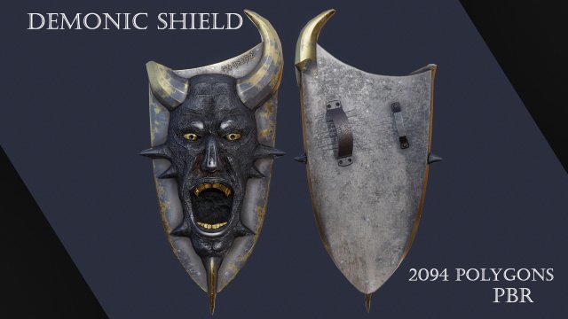 Demonic shield Modèle 3D .c4d .max .obj .3ds .fbx .stl .blend 