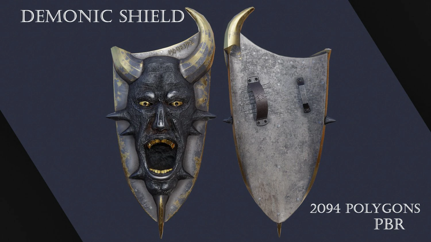 Demonic shield 3D Model .c4d .max .obj .3ds .fbx .stl .blend 