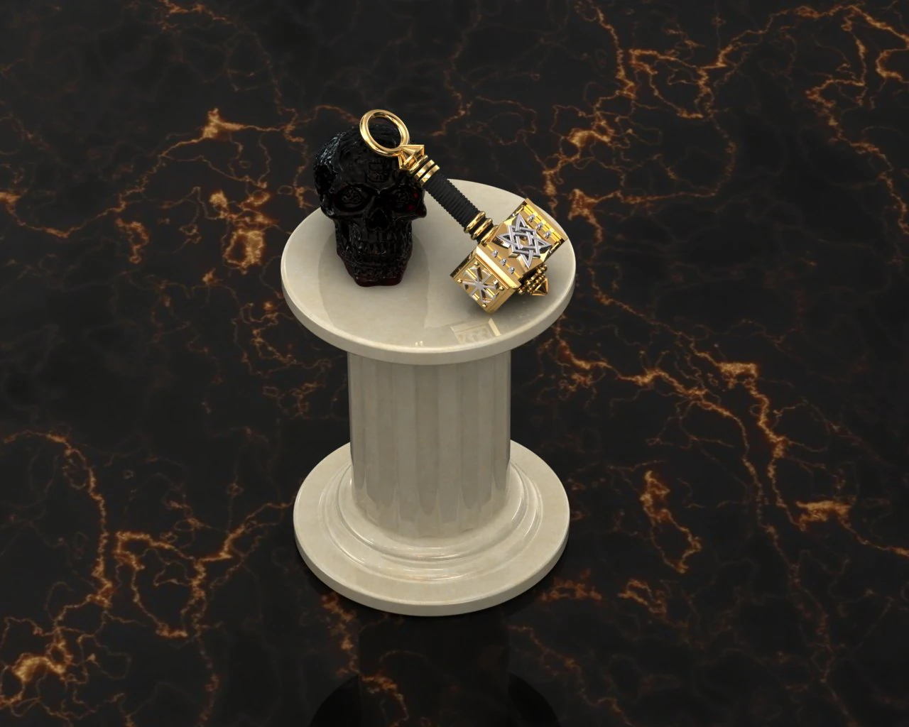 The Hammer of Svarog with the Star of Russia 3D Model .c4d .max .obj .3ds .fbx .stl .blend