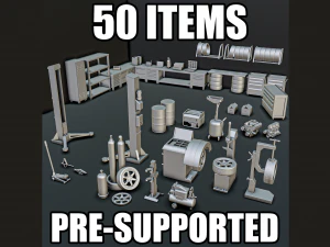 Paquete de dioramas de mec&aacute;nico de autom&oacute;viles 1-64 Modelo de impresión 3D