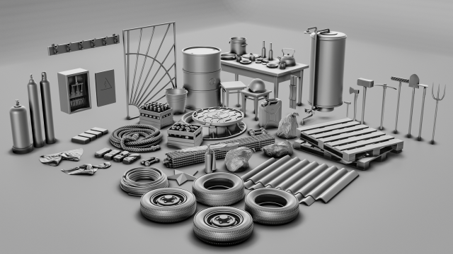 Soviet Warehouse Diorama Pack Model Cetak 3D .c4d .max .obj .3ds .fbx .stl .blend