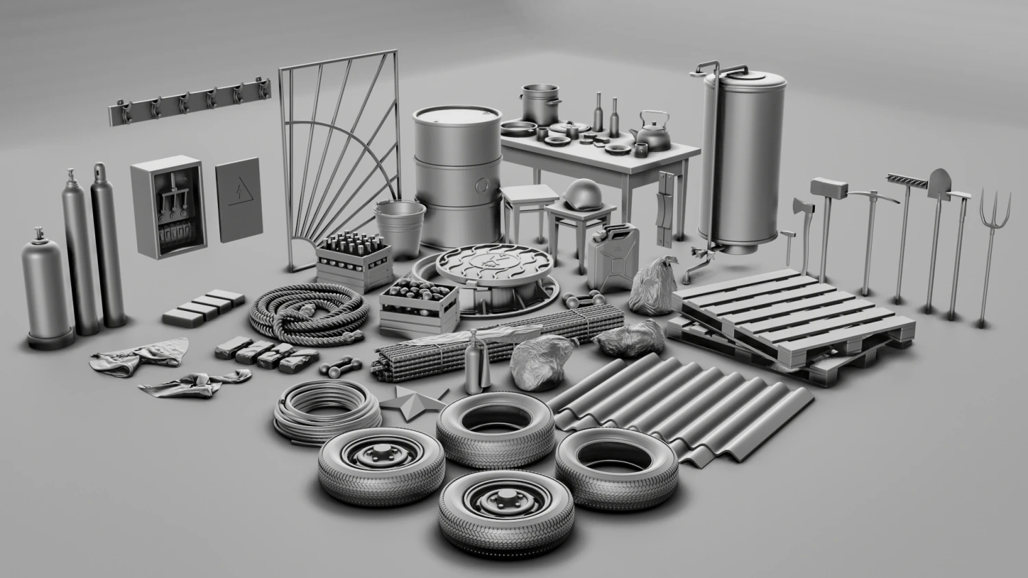 Soviet Warehouse Diorama Pack 3D Print Model .c4d .max .obj .3ds .fbx .stl .blend 