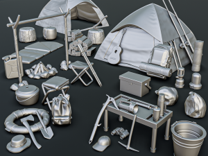 Camping Diorama Pack Model Cetak 3D