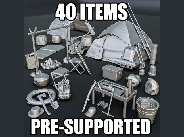 Camping Diorama Pack Model Cetak 3D .c4d .max .obj .3ds .fbx .stl .blend 