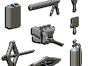 Garage Accessories Diorama Pack 1-24 3D Print Model