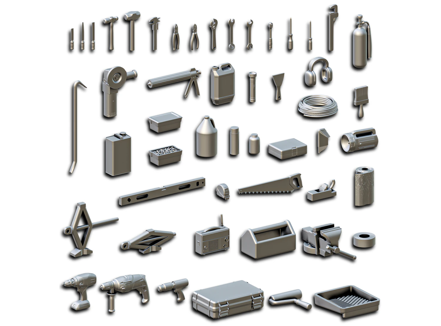 Garage Accessories Diorama Pack 1-24 3D Print Model .c4d .max .obj .3ds .fbx .stl .blend 
