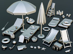 Beach Resort Diorama Pack 3D Print Model