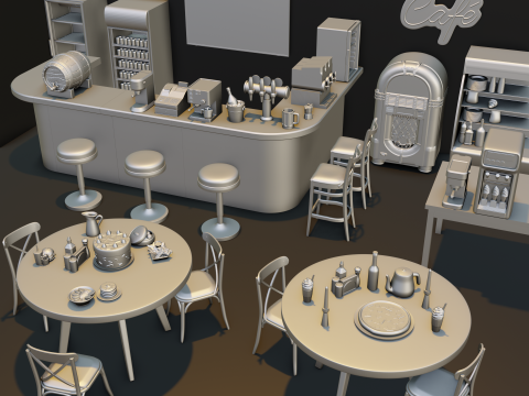 Restaurant Bar Diorama Pack 3D Model