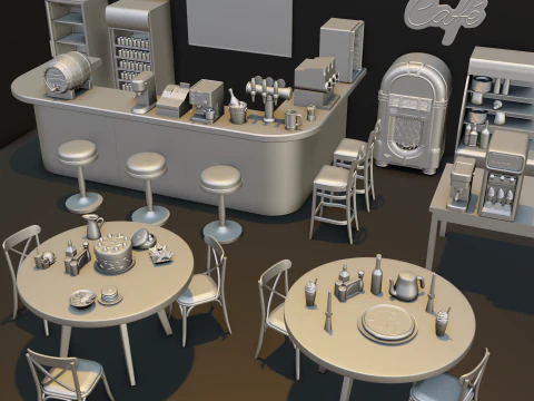 Restaurant Bar Diorama Pack 3D Model