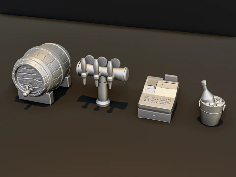 Restaurant Bar Diorama Pack 3D Model