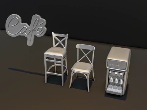 Restaurant Bar Diorama Pack 3D Model