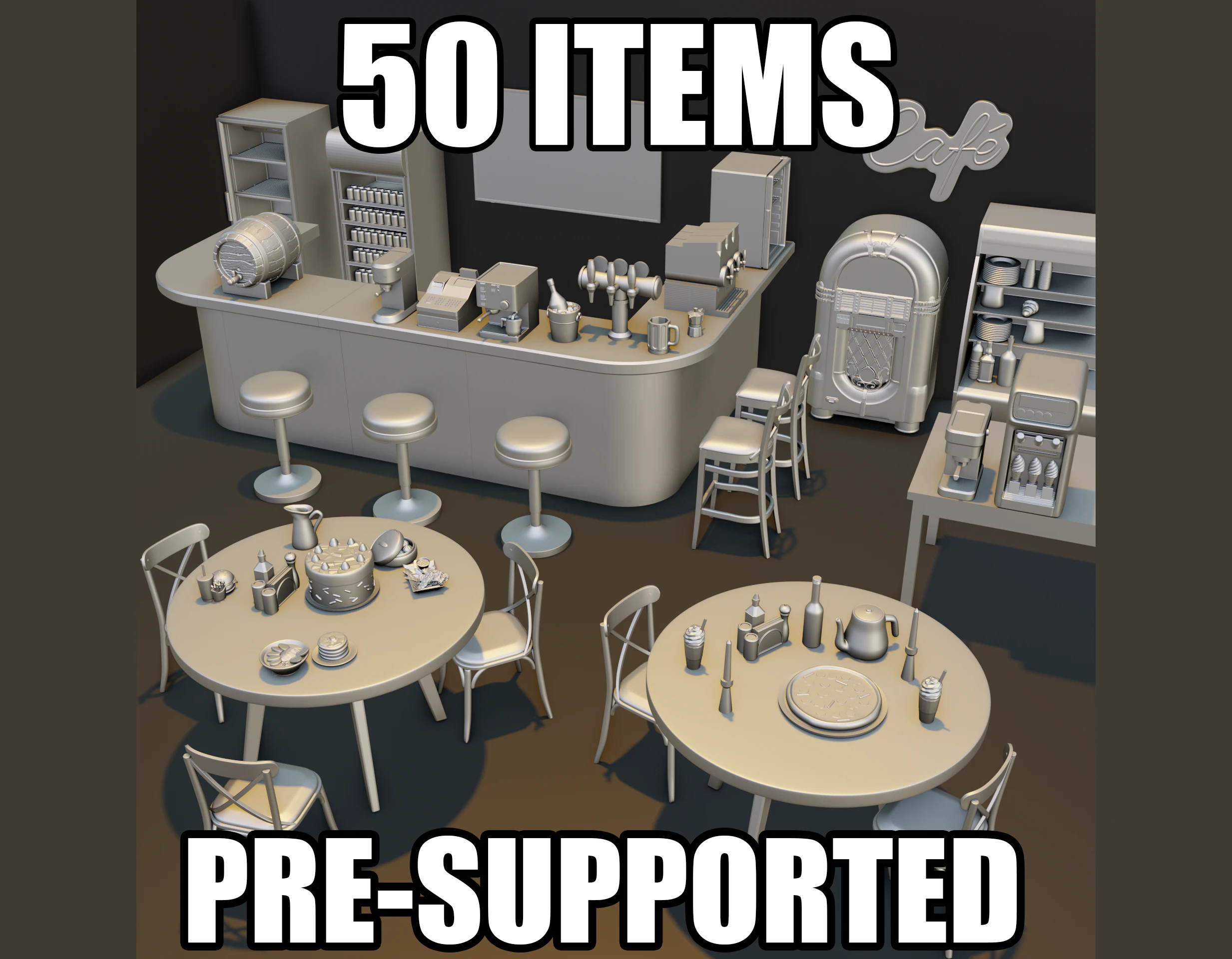 Restaurant Bar Diorama Pack 3D Model .c4d .max .obj .3ds .fbx .stl .blend 